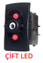 Carling  VXBB/-  (1)-1-(0) 2P 2xLED 24VDC Rocker Anahtar (Kontaktör Start & Stop Control) 3 POZİSYON / 4 TERMINAL + ÇİFT LED TERMİNALLERİ